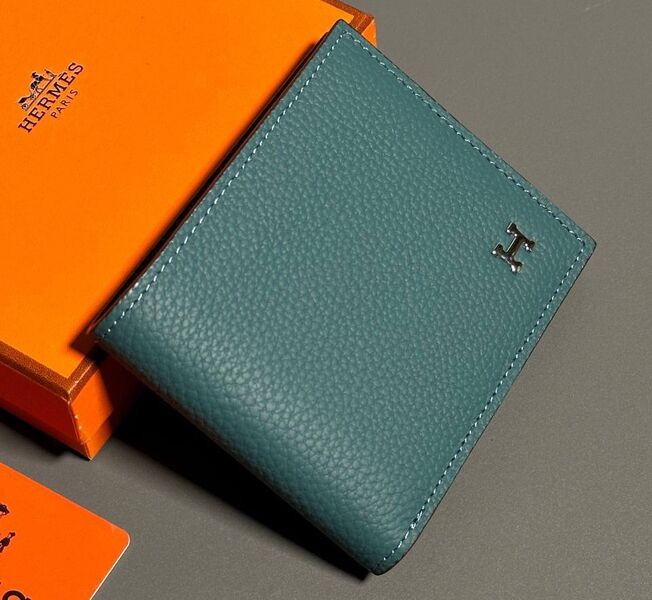 Мужской портмоне Hermès мужской кожа бирюзовый 154029