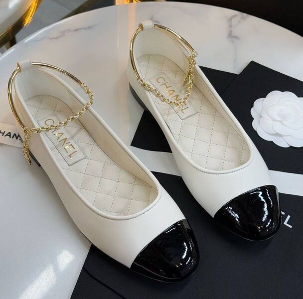 Балетки Chanel женский кожа белый 184545