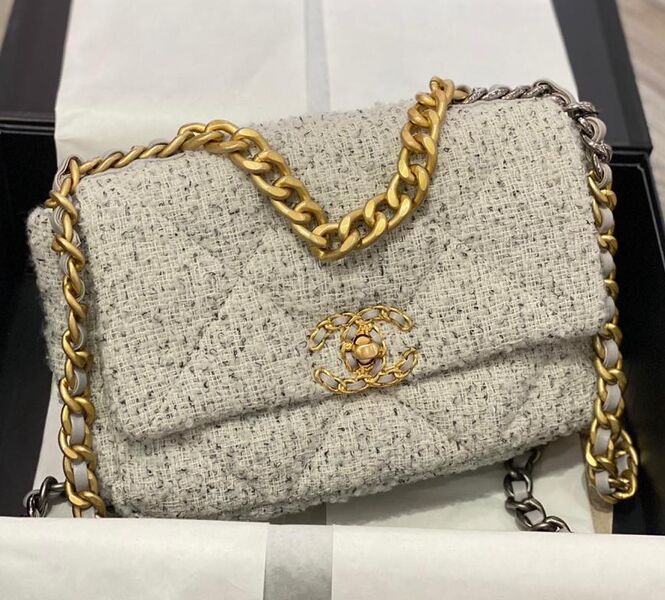 Сумка Chanel 19 женский текстиль графитовый 73319