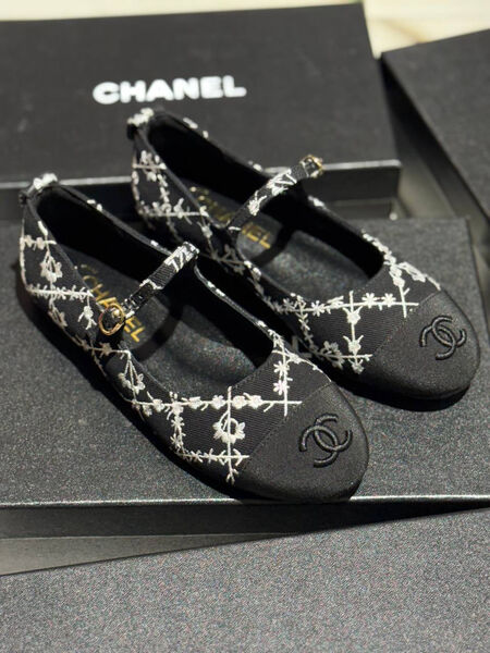 Балетки Chanel женский текстиль черный 181874