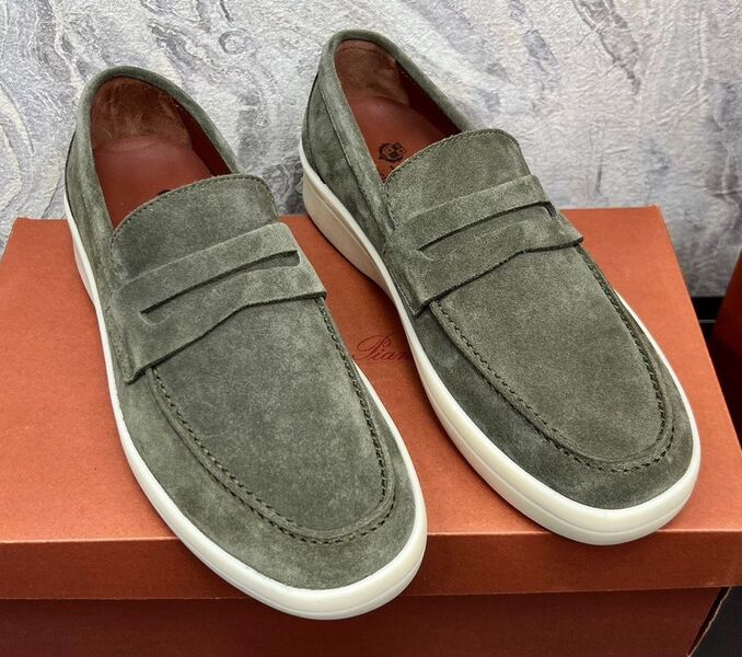 Мужские лоферы Loro Piana мужской замша болотный 112622