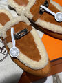 Мюли Hermès женский замша бежевый 128298-4