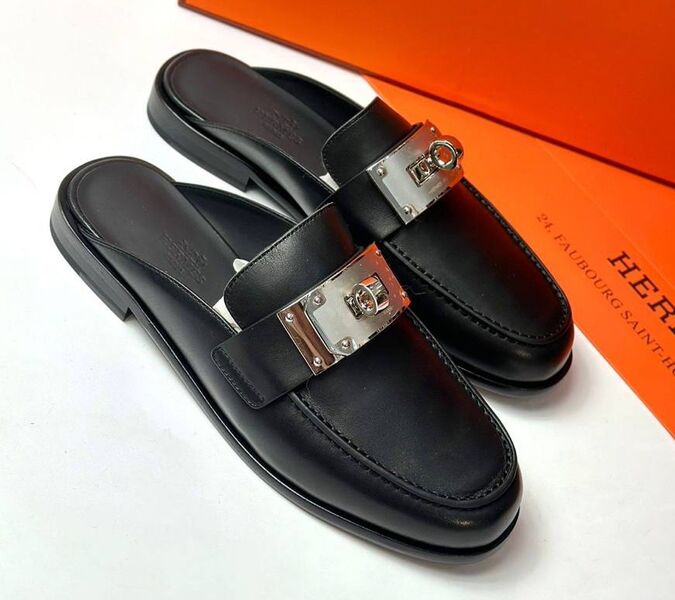 Сабо Hermès женский кожа черный 149015