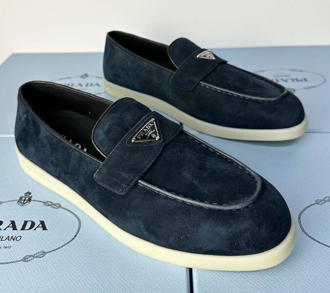 Мужские лоферы Prada мужской замша синий 185102