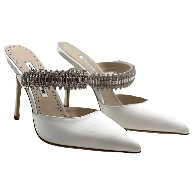 Туфли Manolo Blahnik женский сатин белый 80843