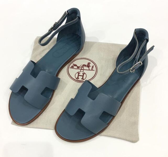 Босоножки Hermès женский кожа синий 4767