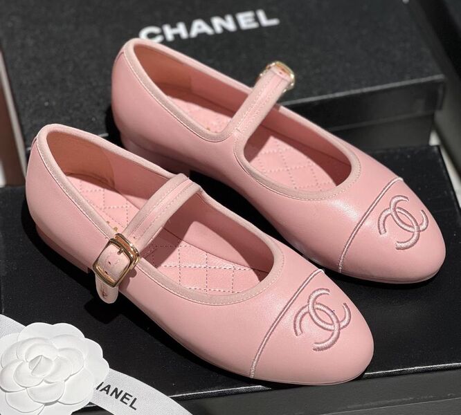 Балетки Chanel женский кожа розовый 147776