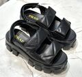 Сандалии Prada женский кожа страуса черный,серебристый 149195