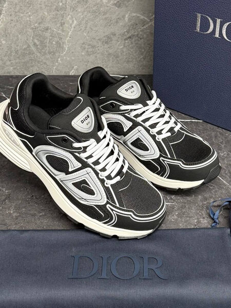 Мужские кроссовки Christian Dior мужской кожа черный 190383-6