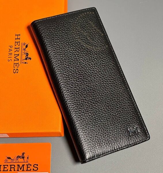 Мужской портмоне Hermès мужской кожа черный 154027