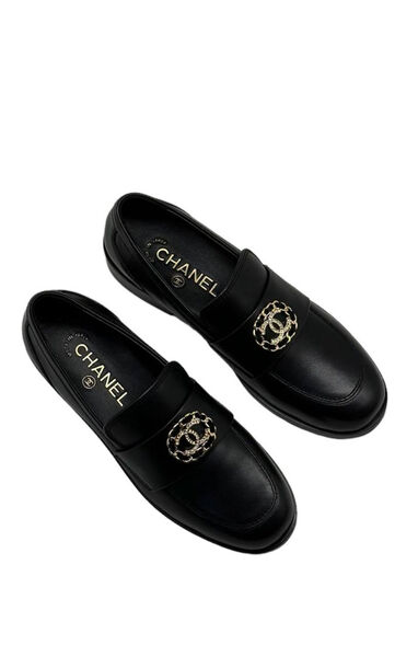 Лоферы Chanel женский кожа черный 104437-2