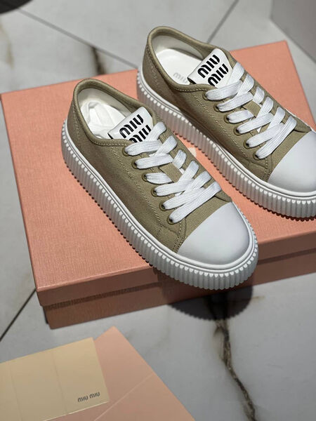 Кеды Miu Miu женский текстиль бежевый 117453-3