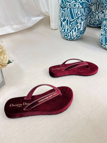 Шлепки Christian Dior женский велюр бордовый 148865-2