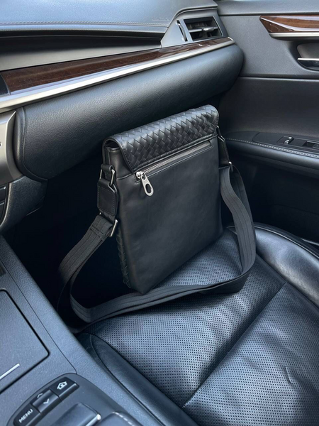 Мужская сумка мессенджер Bottega Veneta мужской кожа черный 42924-3