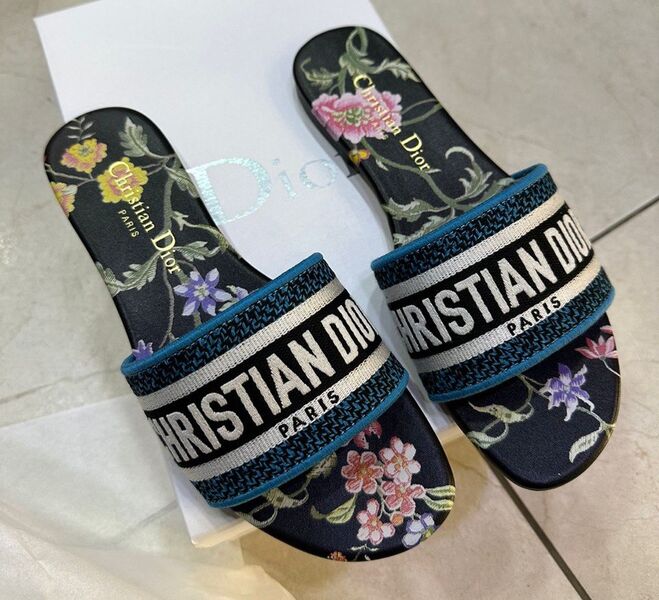 Шлепки Christian Dior женский текстиль синий 114060