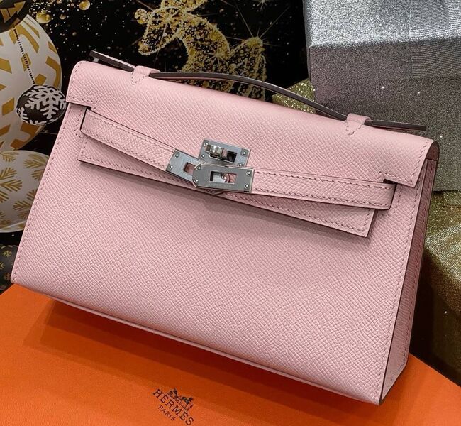 Сумка Hermèskelly 20 Pochette женский кожа розовый 138891