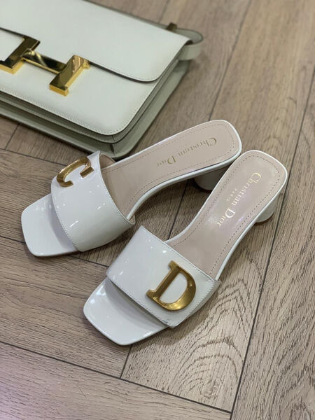 Шлепки Christian Dior женский кожа белый 119816-2