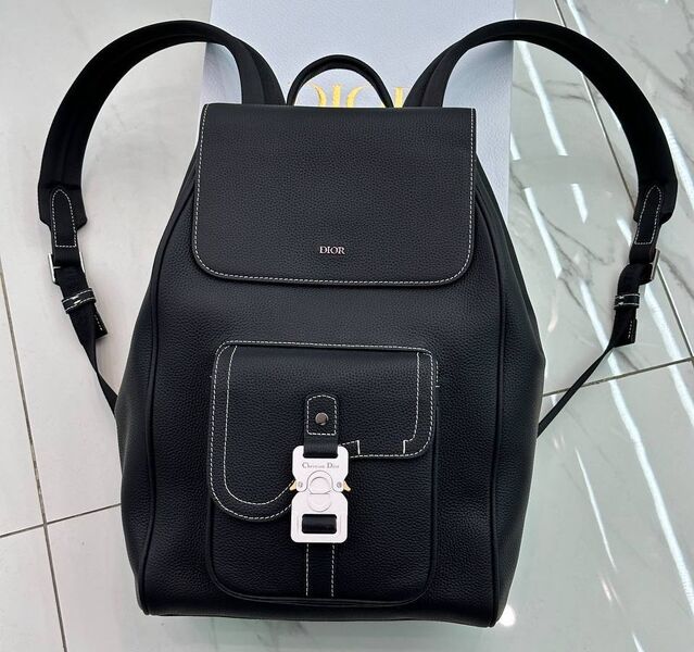 Мужской рюкзак Christian Dior мужской кожа черный 167103