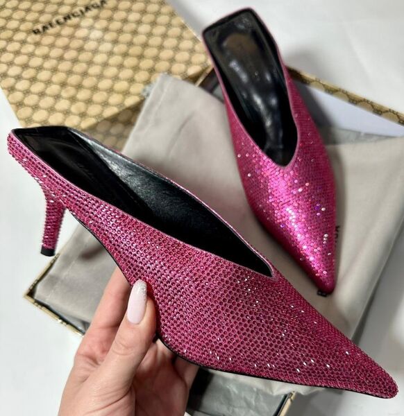 Мюли Balenciaga женский кожа бордовый 98720
