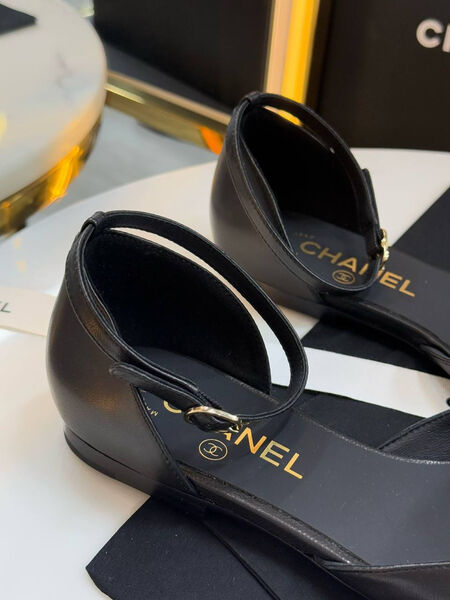 Балетки Chanel женский кожа черный 184551-5