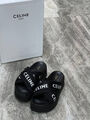 Шлепки Celine женский текстиль черный 116472-6