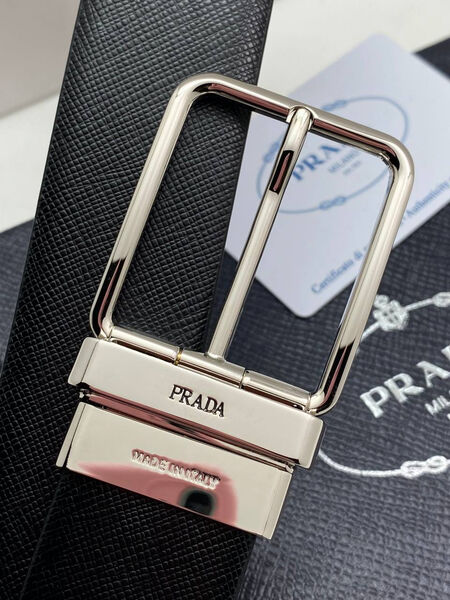Мужской ремень Prada мужской кожа черный 176218-2