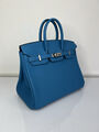 Сумка Hermès Birkin 25 ручная работа женский кожа бирюзовый 100616-2
