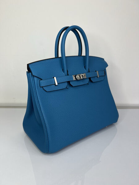 Сумка Hermès Birkin 25 ручная работа женский кожа бирюзовый 100616-2