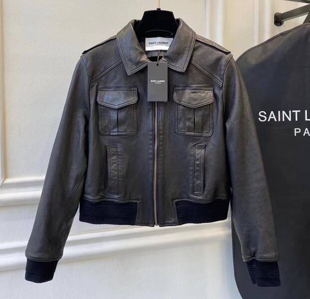 Куртка Saint Laurent женский кожа черный 156443