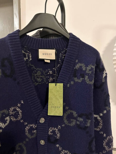 Кардиган Gucci женский вязаная ткань синий 166325-2