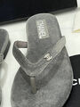 Шлепки Chanel женский велюр графитовый 149656-2