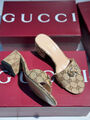 Шлепки Gucci женский текстиль бежевый 189856-2