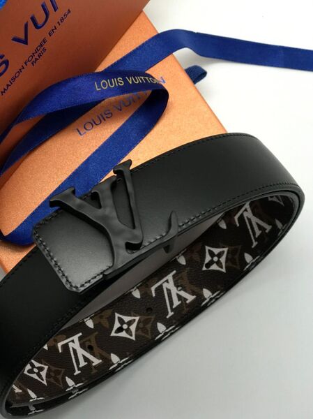 Ремень мужской Louis Vuitton двухсторонний мужской кожа черный 63809-4
