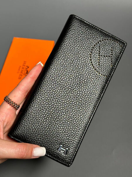 Мужской портмоне Hermès мужской кожа черный 154027-3