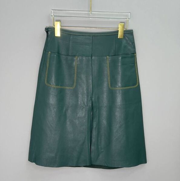 Юбка Hermès женский кожа болотный 129206