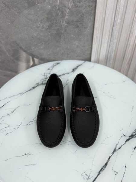Мужские мокасины Hermès мужской кожа черный 185739-3