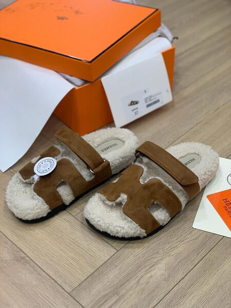 Шлепки Hermès женский замша 107173-2