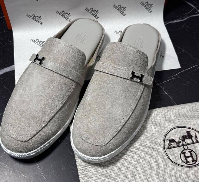 Мужские сабо Hermès мужской замша графитовый 195767