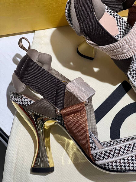 Туфли Fendi женский текстиль бронзовый 112197-2