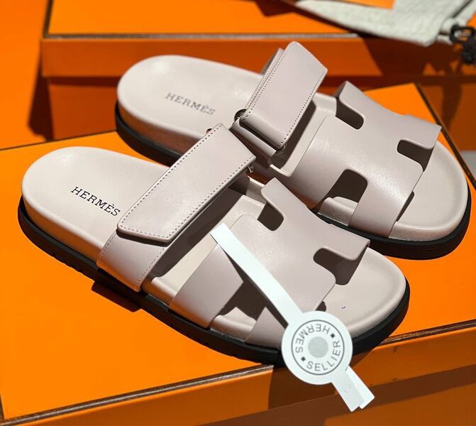 Шлепки Hermès женский кожа розовый 150442