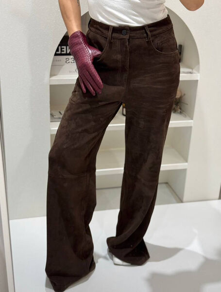 Брюки Saint Laurent женский кожа страуса 167701