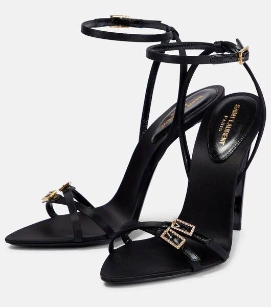 Босоножки Saint Laurent женский кожа черный 104927-3