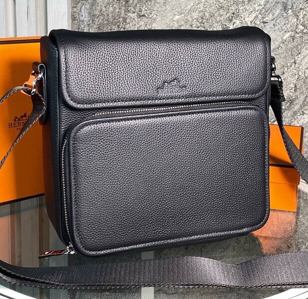 Мужская сумка мессенджер Hermès мужской кожа черный 164058