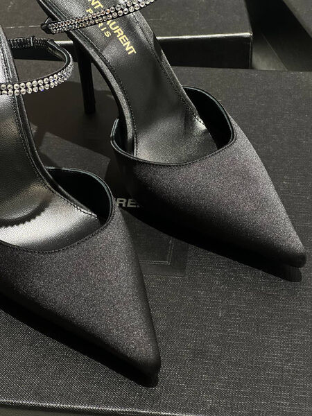 Туфли Saint Laurent женский сатин черный 171446-4