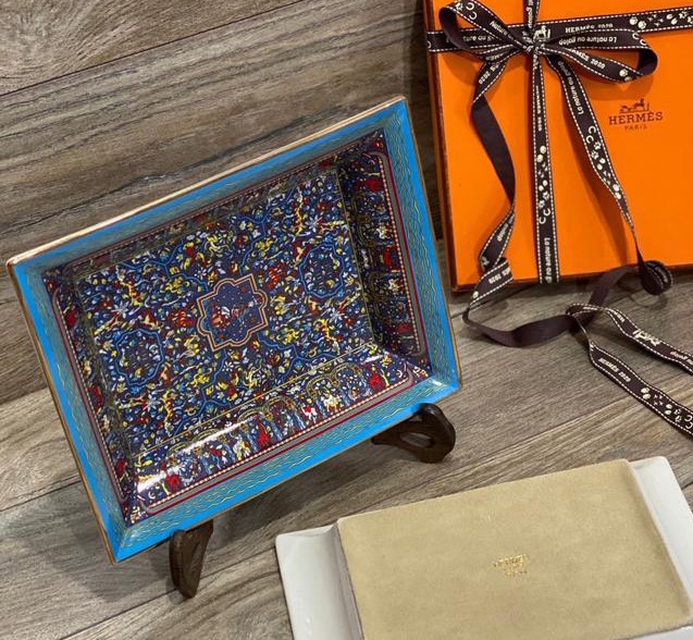 Тарелка под украшения Hermès темно-синий 78369