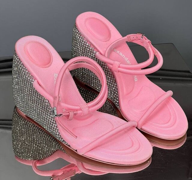 Босоножки Alexander Wang женский текстиль розовый 141460