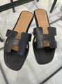 Шлепки Hermès женский кожа черный 89359-1