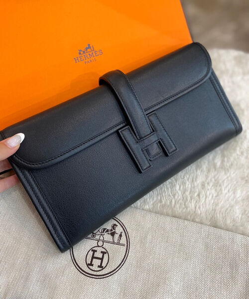 Клатч Hermès женский кожа черный 97066-2