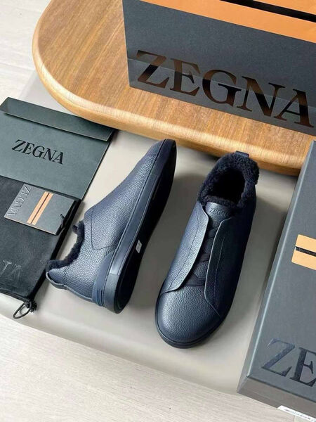 Мужские кеды Zegna мужской кожа синий 165928-7