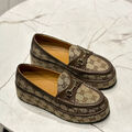 Лоферы Gucci женский текстиль бежевый 165554-2
